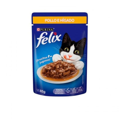 Imagen de ALIMENTO BALANCEADO PARA GATOS FELIX CLASSIC CON POLLO E HIGADO HUMEDO X 85 GR