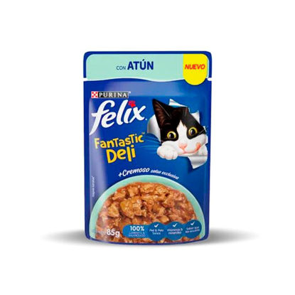 Imagen de ALIMENTO BALANCEADO  GATOS FELIX FANTASTIC DELI CON ATUN HUMEDO X 85 GR