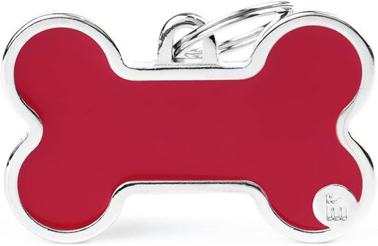 Imagen de ACCESORIOS PARA MASCOTAS - BH50RED MEDALLA HUESO ROJA CON BORDE PLATEADO
