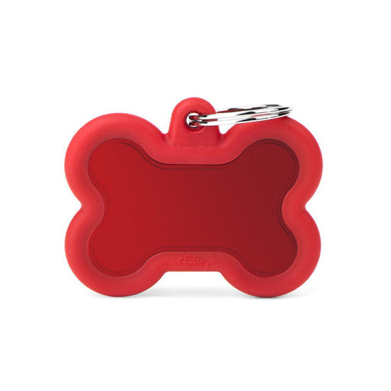 Imagen de ACCESORIOS PARA MASCOTAS - HTA01RED MEDALLA HUESO ROJA CON BORDES DE GOMA